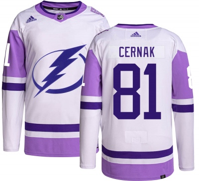Men's Erik Cernak Tampa Bay Lightning Adidas Hockey Fights Cancer Jersey - Authentic