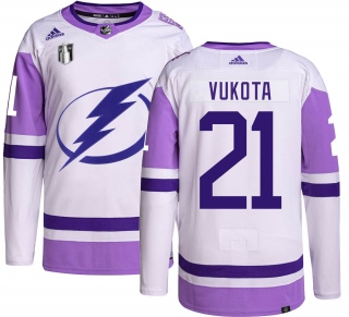 Men's Mick Vukota Tampa Bay Lightning Adidas Hockey Fights Cancer 2022 Stanley Cup Final Jersey - Authentic