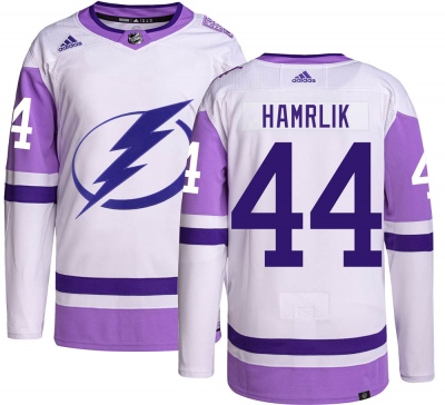 Men's Roman Hamrlik Tampa Bay Lightning Adidas Hockey Fights Cancer Jersey - Authentic
