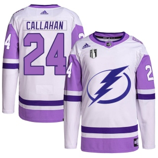 Men's Ryan Callahan Tampa Bay Lightning Adidas Hockey Fights Cancer Primegreen 2022 Stanley Cup Final Jersey - Authentic White/P