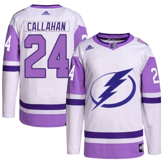Youth Ryan Callahan Tampa Bay Lightning Adidas Hockey Fights Cancer Primegreen Jersey - Authentic White/Purple